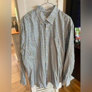 Peter Millar Men’s XL Dress Shirt Green, Blue and White